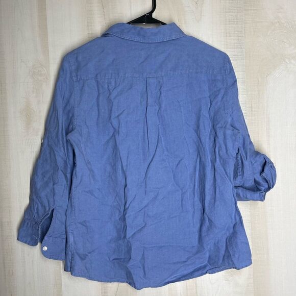 Talbots blue chambray denim‎ button front shirt top, size medium - Picture 12 of 13